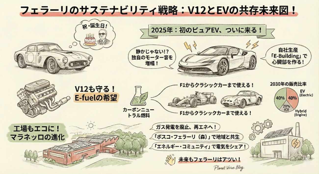 エンツォ・フェラーリ誕生日に読む「初EVは2026」──V12とe-fuel、2030年ロードマップは共存できるか