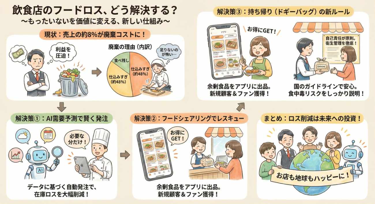 飲食店のフードロスは「仕組み」で減らせる!廃棄コスト削減×AI需要予測×持ち帰り新ルール
