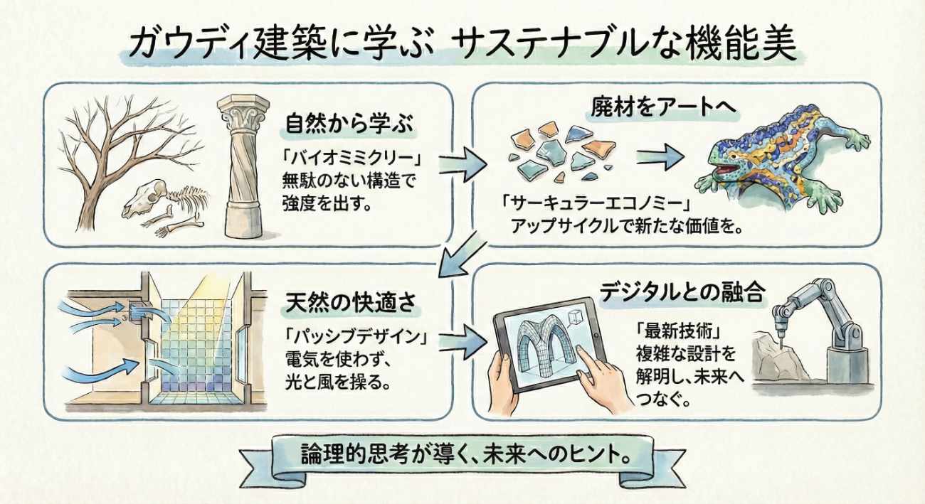 ガウディ建築はサステナの教科書｜自然哲学・省エネ・循環で読み解く機能美