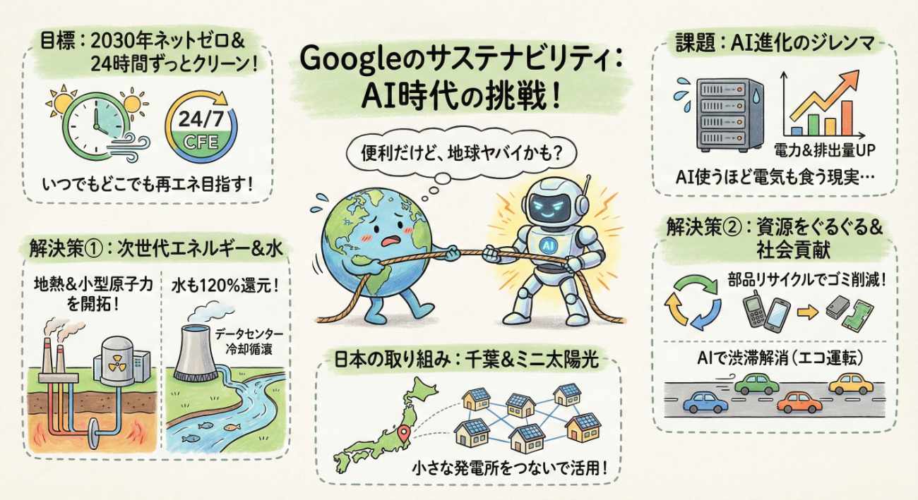 Googleのサステナビリティ戦略とは?AI時代の環境への取り組みと直面する課題を徹底解説
