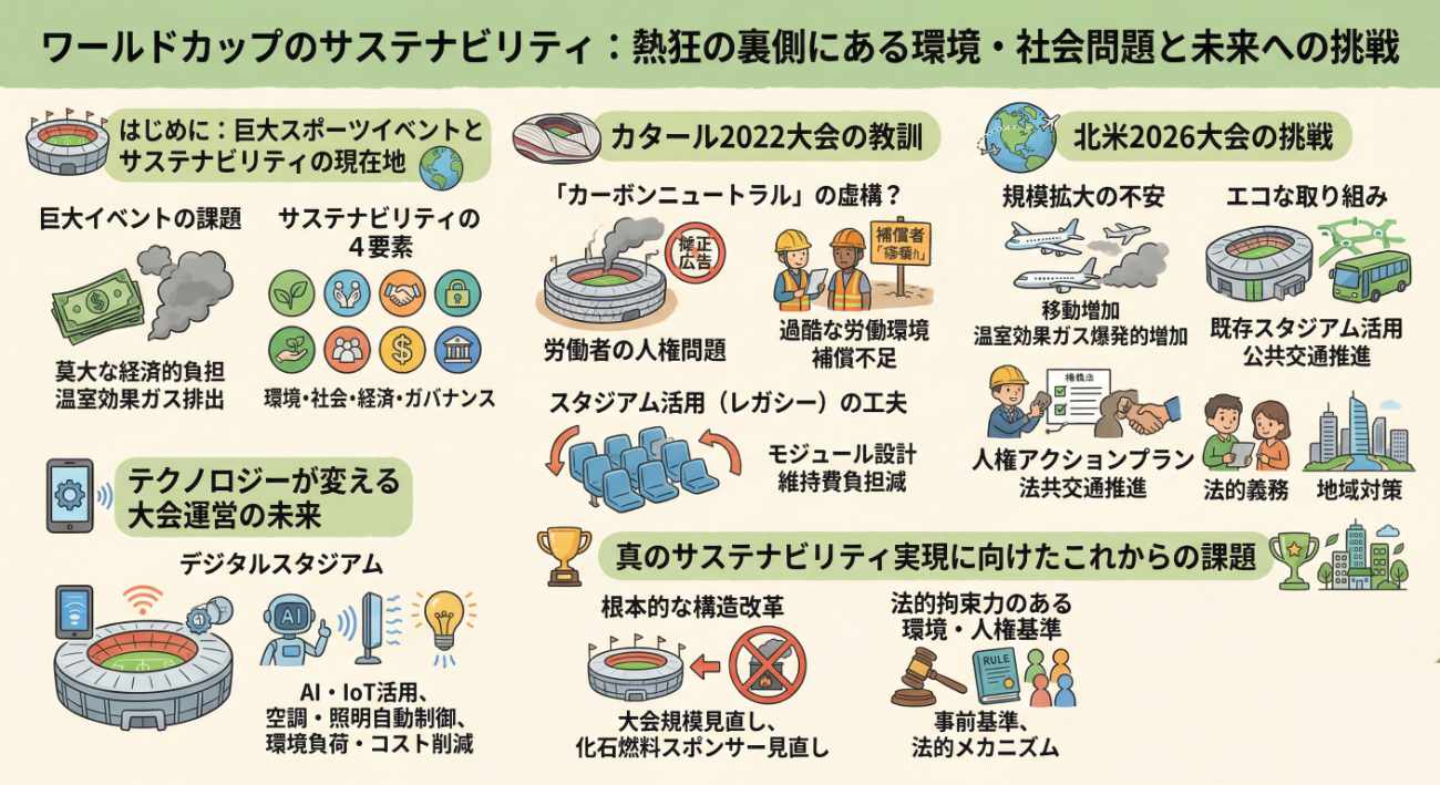 ワールドカップのサステナビリティ：熱狂の裏側にある環境・社会問題と未来への挑戦