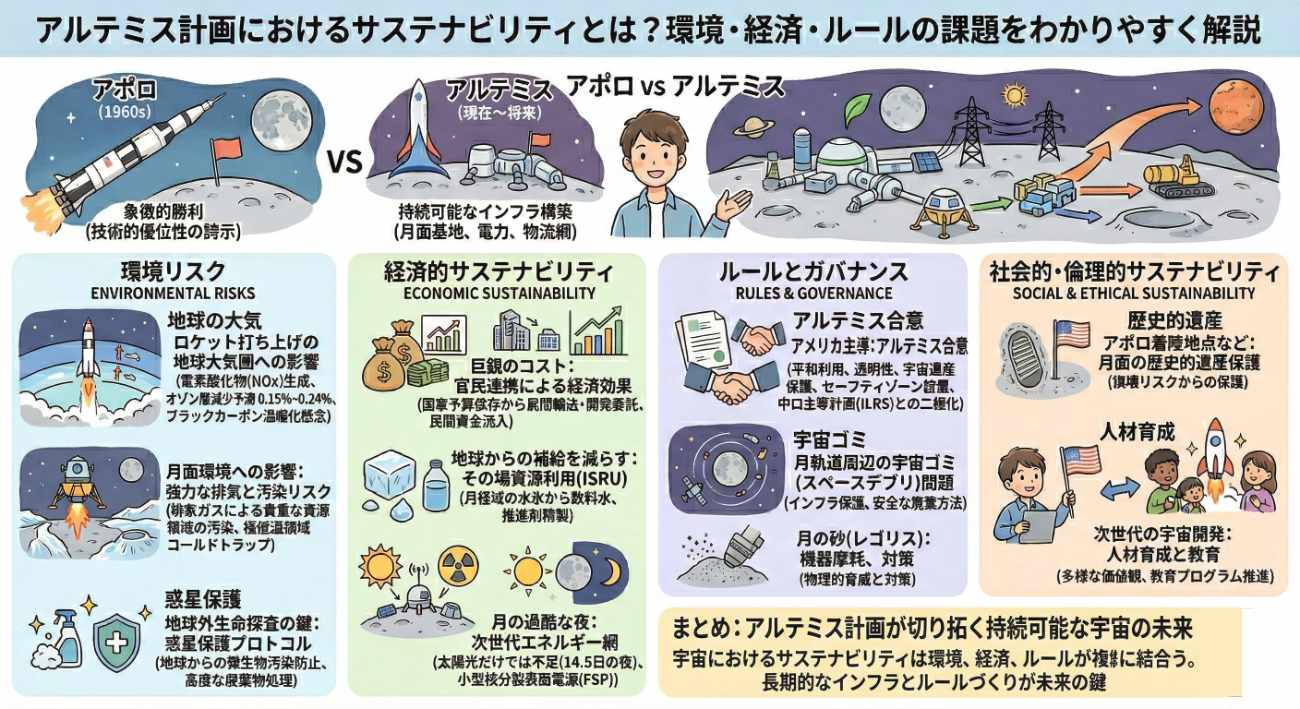 アルテミス計画のサステナビリティとは?月面基地・環境・費用・ルールの課題をわかりやすく解説