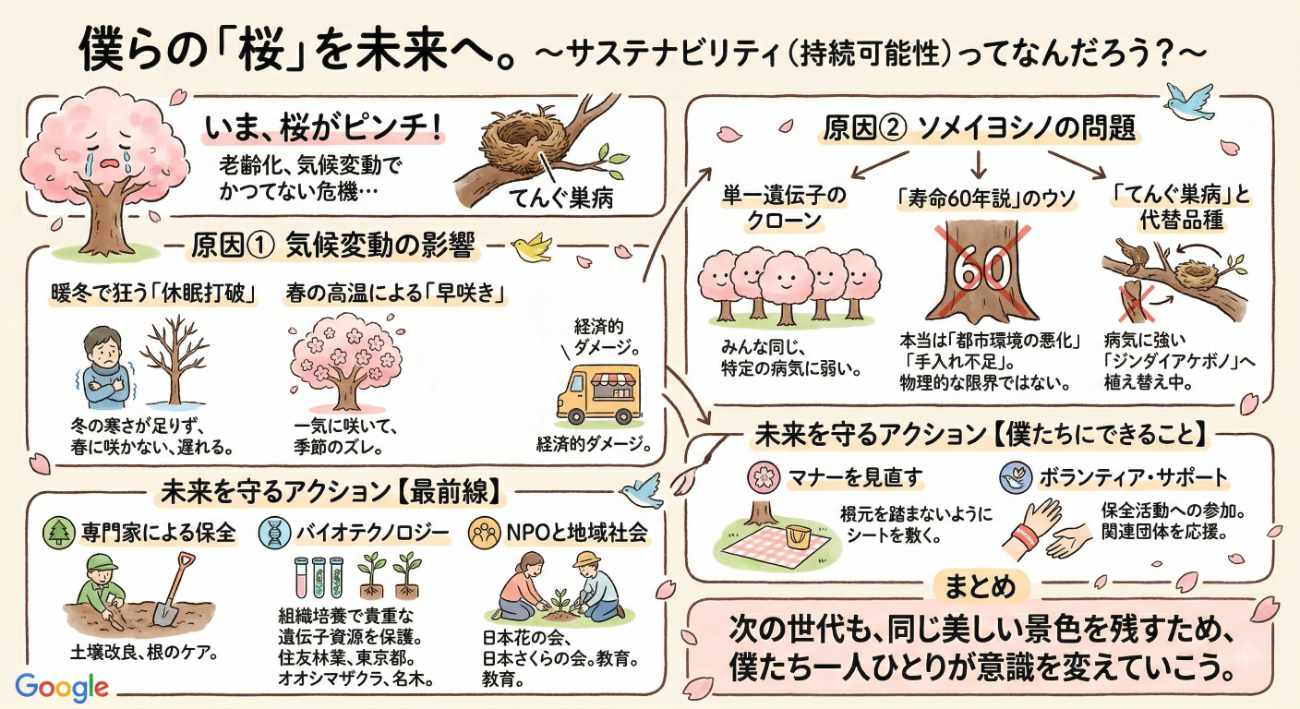 桜のサステナビリティとは?気候変動や寿命から日本の春を守る方法
