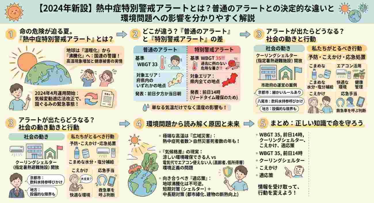 熱中症特別警戒アラートとは?通常アラートとの違い・WBGT35・クーリングシェルターをわかりやすく解説