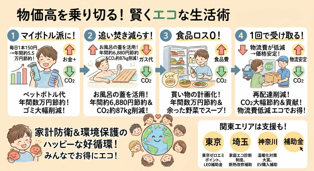 物価高で家計が苦しい人へ｜節約しながらエコにもなる暮らしの見直し術