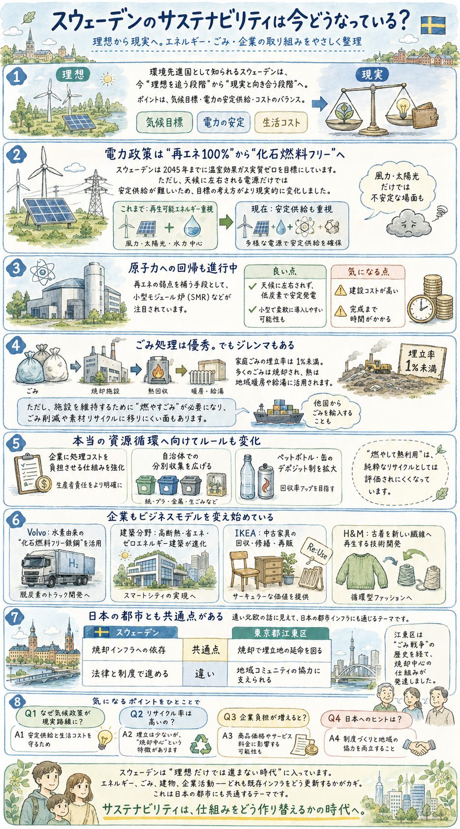 スウェーデンのサステナビリティ政策とは?脱炭素・原子力・ごみ処理から見える環境先進国の現実
