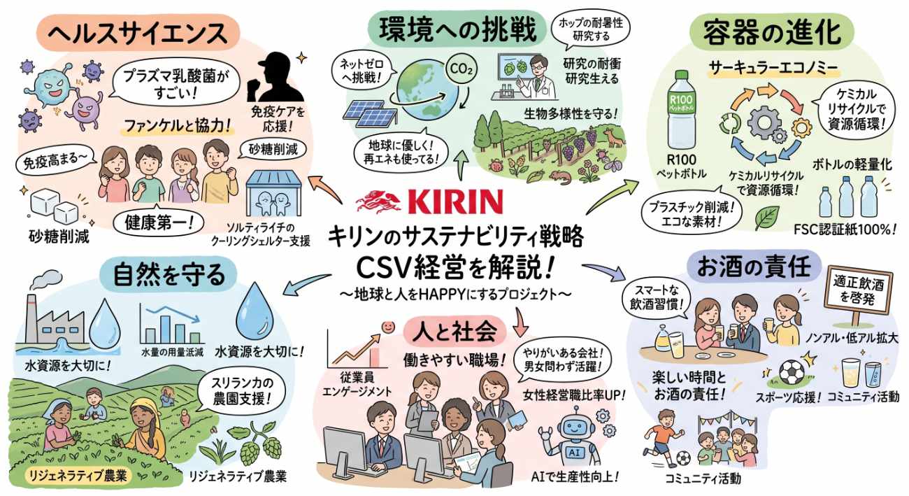 キリンのサステナビリティ戦略とは？プラズマ乳酸菌とリサイクル技術から見る未来の企業像